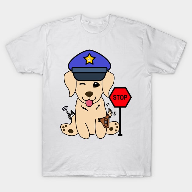 Funny Golden Retriever Policeman T-Shirt by Pet Station